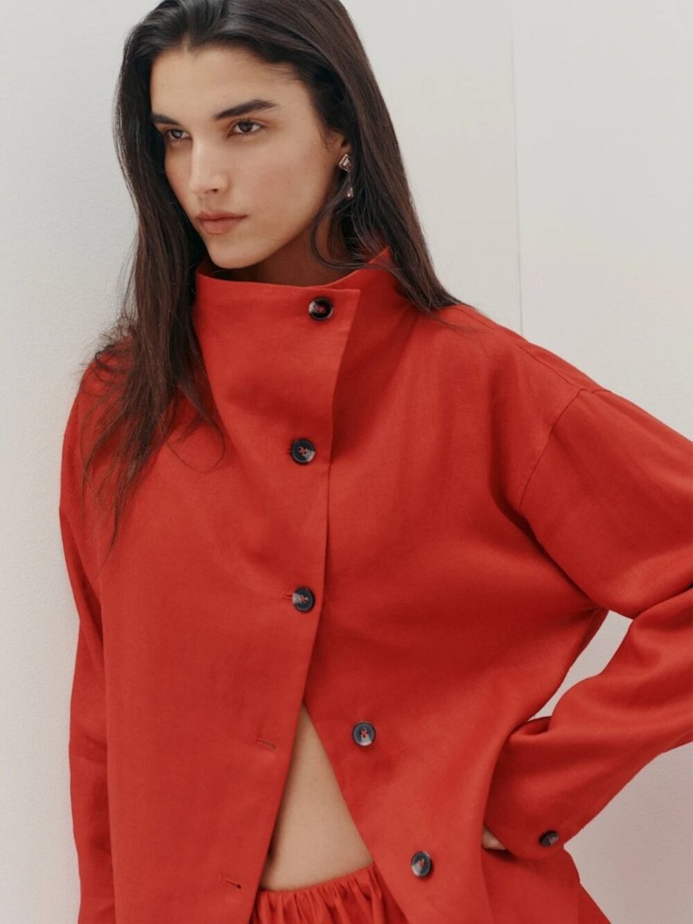 Reformation Blake Jacket In lipstick linen - Picture 3 of 5